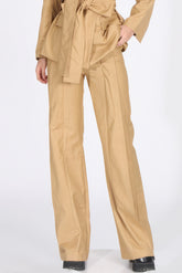 Pantalones anchos de cintura alta - Mostaza